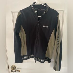 BCBG Black and Olive green logo Zip-Up Jacket